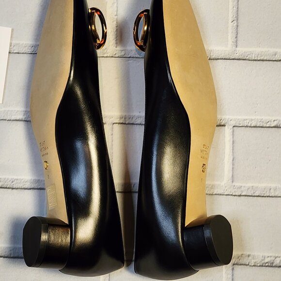 Brand  New Stuart Weitzman Anicia 25 Black Leather Low Pump Size: 39.5 | 9 B - Picture 8 of 13